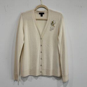 Saks Fifth Avenue 100% Cashmere Jeweled Button Cardigan Sweater, Size M